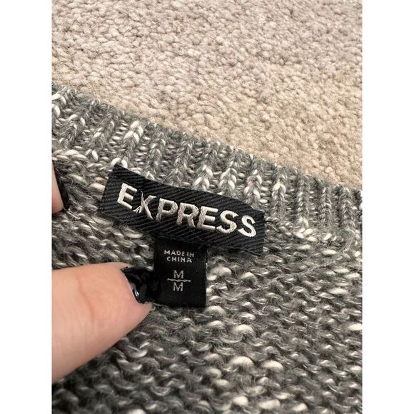 Express Women's Gray Wool Blend Sweater M‎ Long Sleeve Shoulder Zip - Picture 2 of 5